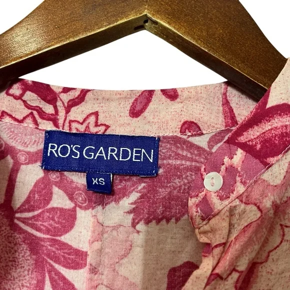 Tuckernuck Ro’s Garden Chanderi Top Size XS Pink Floral Cotton Button Blouse - Picture 9 of 9